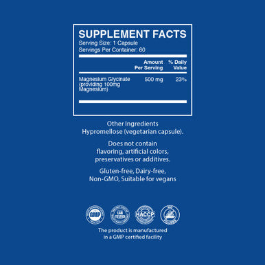 12x Magnesium Glycinate 500 mg