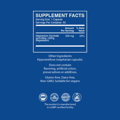 12x Magnesium Glycinate 500 mg