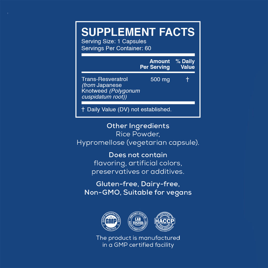 TRANS RESVERATROL 500 MG – Deep Antioxidant Support